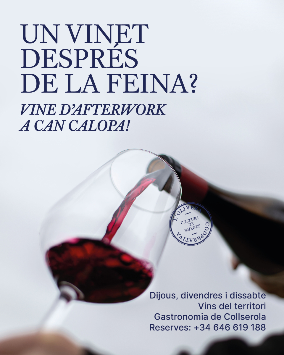 L'Olivera (@olivera_coop) on Twitter photo ✨VINE A LES NITS DE CAN CALOPA!
Per sopar, d’afterwork o de vespreig t’esperem a la Vinoteca de Can Calopa per degustar gastronomia i vins del territori.
Més informació a olivera.org/ca/la-vinoteca… ✨VINE A LES NITS DE CAN CALOPA!
Per sopar, d’afterwork o de vespreig t’esperem a la Vinoteca de Can Calopa per degustar gastronomia i vins del territori.
Més informació a olivera.org/ca/la-vinoteca…