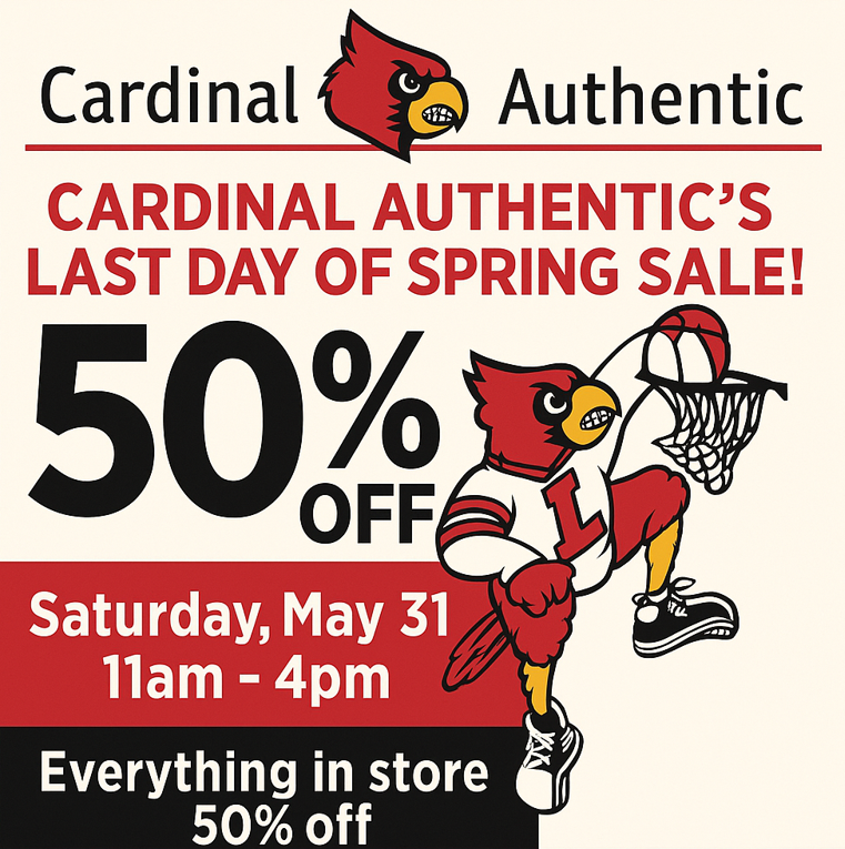 𝗝𝗼𝗶𝗻 𝘂𝘀 𝗦𝗮𝘁𝘂𝗿𝗱𝗮𝘆 𝗠𝗮𝘆 𝟯𝟭𝘀𝘁
for our last day of Spring Sale
11am -4pm
Everything in store is 50% off.
This includes all Custom Jerseys and NIL Gear!