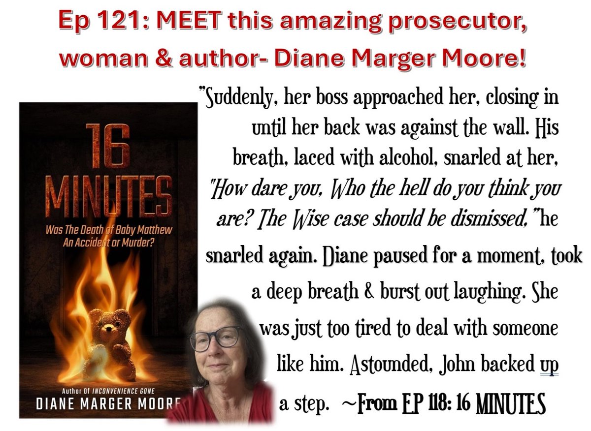 OUT NOW Ep 121:  Distinguished #prosecutor, defense attorney, &amp; acclaimed author Diane Marger Moore is on w. Jill!
linktr.ee/murdershelfboo… ⚖️⬅️

#TrueCrime #newepisode #podcast #truestory #Trailblazer #arson #Jurisprudence #podcasting #NewEpisodeAlert #ExclusiveInterview