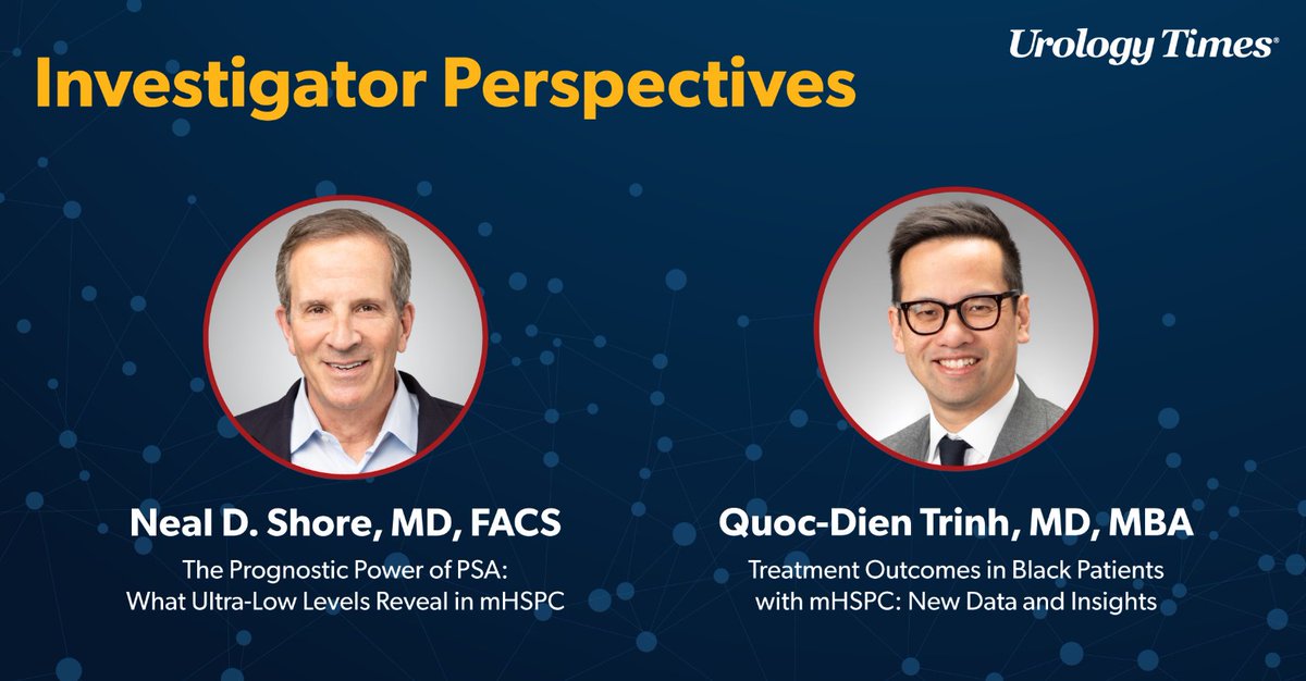 Urology Times (@urologytimes) on Twitter photo In 2 Urology Times® Investigator Perspectives, Dr. Neal Shore explores ultra-low PSA in mHSPC, while <a href="/qdtrinh/">Quoc-Dien Trinh, MD, MBA</a> highlights new data on treatment outcomes in Black patients with mHSPC.
Watch Now:
Dr. Shore: hubs.li/Q03px4Xf0
Dr. Trinh: hubs.li/Q03px32z0 In 2 Urology Times® Investigator Perspectives, Dr. Neal Shore explores ultra-low PSA in mHSPC, while <a href="/qdtrinh/">Quoc-Dien Trinh, MD, MBA</a> highlights new data on treatment outcomes in Black patients with mHSPC.
Watch Now:
Dr. Shore: hubs.li/Q03px4Xf0
Dr. Trinh: hubs.li/Q03px32z0
