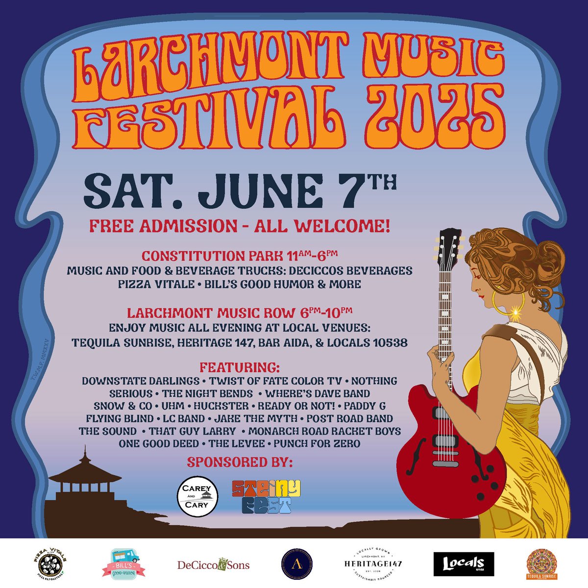 LIVE music alert!! Friends in Westchester… do not miss this amazing day Sat June 7… filled with bands! 

It all starts at 11am in the park and then at 6p it moves to great local venues! Snow &amp; Co plays at 6pm at @heritage147restaurant 

Full schedule: …ont-music-festival.mailchimpsites.com