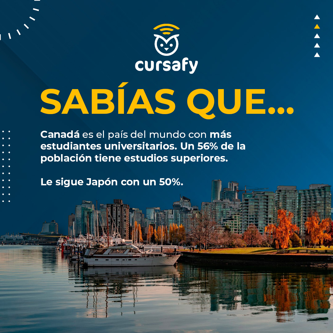cursafy's tweet photo. ¿Sabías que Canadá es el país con más estudiantes universitarios? Aquí te lo contamos. https://t.co/LvReNoHTOs