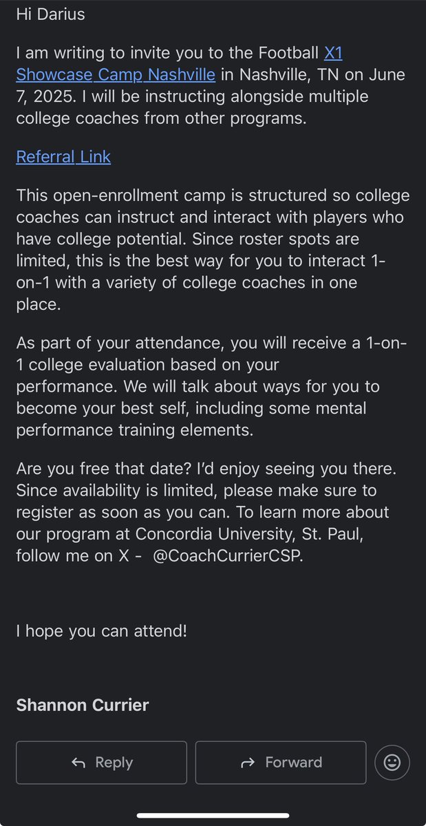 Darius Walker (@darius_wjr) on Twitter photo I want to thank <a href="/CoachCurrierCSP/">Coach-ShannonCurrier</a> for inviting me to the X1 Showcase camp in Nashville TN! <a href="/CSPBearsFB/">CSP Golden Bears Football</a> I want to thank <a href="/CoachCurrierCSP/">Coach-ShannonCurrier</a> for inviting me to the X1 Showcase camp in Nashville TN! <a href="/CSPBearsFB/">CSP Golden Bears Football</a>