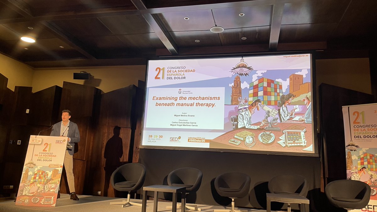 Mejores #TesisDoctorales en #CienciasBásicas⤵️
Miguel Molina, también de la <a href="/URJCFCS/">Facultad de Ciencias de la Salud-URJC</a>: “Exploración de mecanismos subyacentes a la #TerapiaManual” #SEDolor25