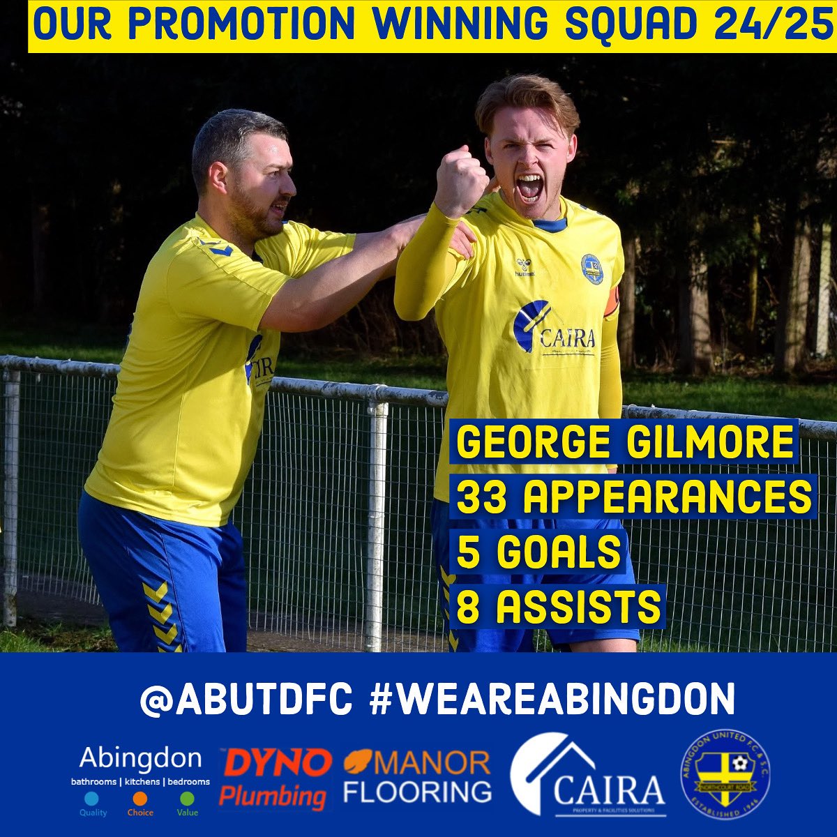 <a href="/romeonuzi1/">R</a> <a href="/mattywoodley/">Matty Woodley</a> <a href="/harrysampford7/">Harry Sampford</a> Into the highest appearance makers of our 35 promotion winning players we have <a href="/Georgegilmore05/">George Gilmore</a> 

A man mountain &amp; leader at the back, Gilly took the armband to oversee that incredible end to the season

8 assists from centre half was also some return 👏💛💙