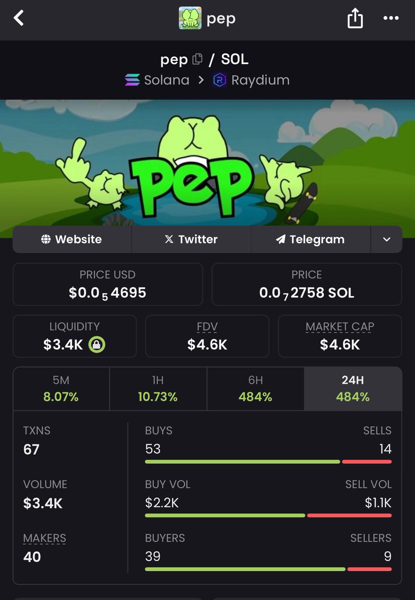 📈 Get in before the next 100x 🚀
$PEP

🟢 CA: CsAha8EJPuYqF6mZudvKgz5Jx826Mof114Y3gbvqhTrv

#memecoins #Call #altcoin #SOLANA #BONK #PUMP #PEPE #PEP #sol $SHIB $PEPE