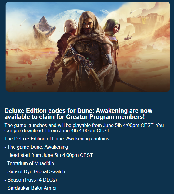 WiccanaTV's tweet image. Nos vemos el día 5 a las 4 PM 🫡

#duneawakening #funcomcreators #funcomcreator 

@Funcom @DuneAwakening