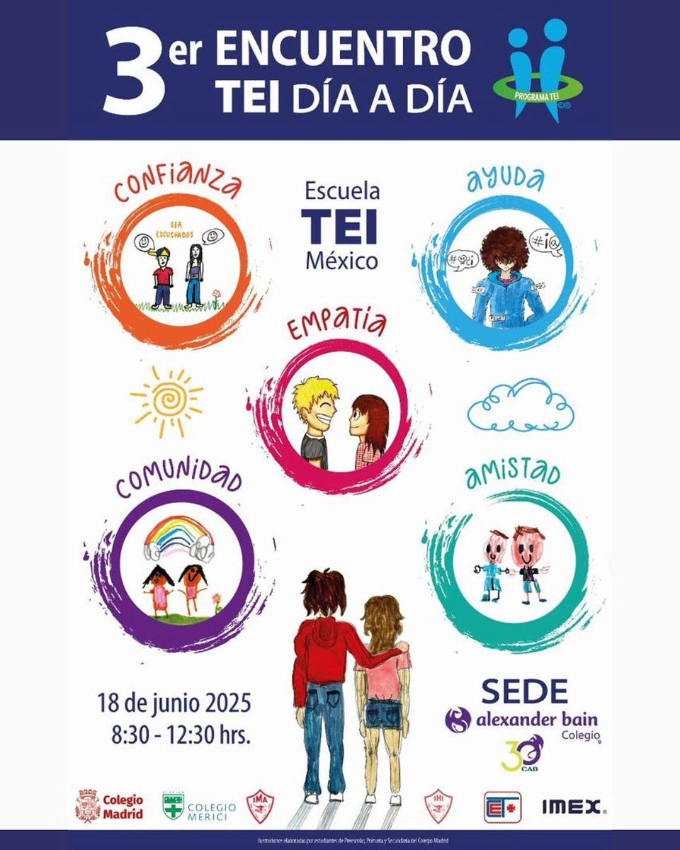 ¡En marcha el III Encuentro de Escuelas TEI-México! 🇲🇽
Nos emociona compartir el cartel oficial, creado con entusiasmo por tutores y tutorizados de todas las etapas educativas.

#ProgramaTEI #EncuentroTEIMéxico #EscuelasTEI