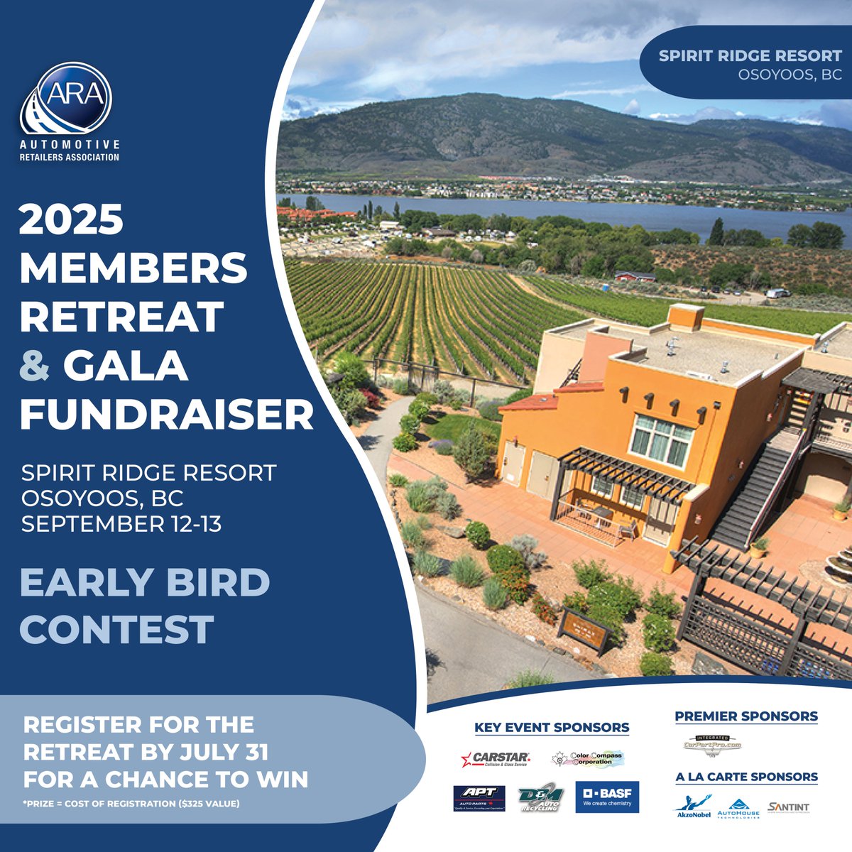 The 2025 Members Retreat &amp; Gala Fundraiser is coming! Register by July 31 for a chance to win back your $325 fee in our early bird draw.   Register now for a chance to win!

Link - eventcamp.ca/event/ARA-2025…