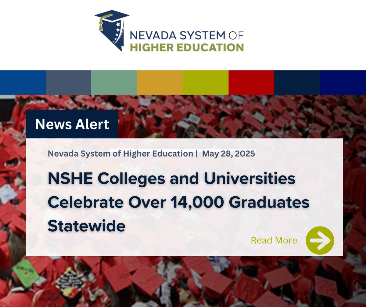 News Alert: NSHE Colleges and Universities Celebrate Over 14,000 Graduates Statewide. Read more on our website: conta.cc/43B12bu. 
#NSHE #NewsAlert