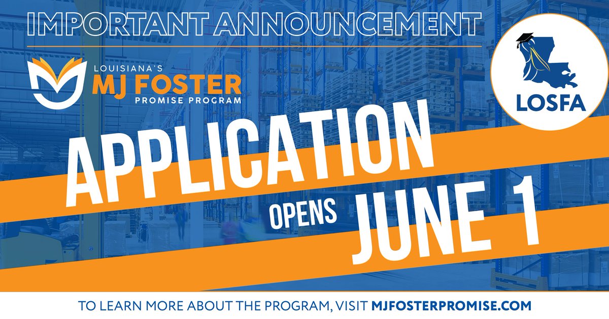 📢 The application for the M.J. Foster Promise Program for adult learners (19+) opens on Sunday, June 1!

Learn more about the M.J. Foster Promise Program and how you can apply for financial assistance at mjfosterpromise.com