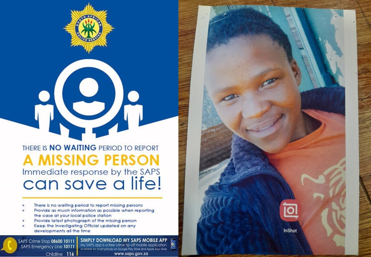 RushNews5's tweet photo. MISSING PERSON SA
17-year-old girl Refilwe Puleng Motaung from Ezenzeleni near Warden is missing.
She was last seen wearing a blue jacket,khaki jean(trouser) and white sneakers on Suterday 24/2025. Info call Detective at 082 380 0623
#Joshlinsmith Helen Apartheid #RIPPresley https://t.co/SzyXB3Bc0a
