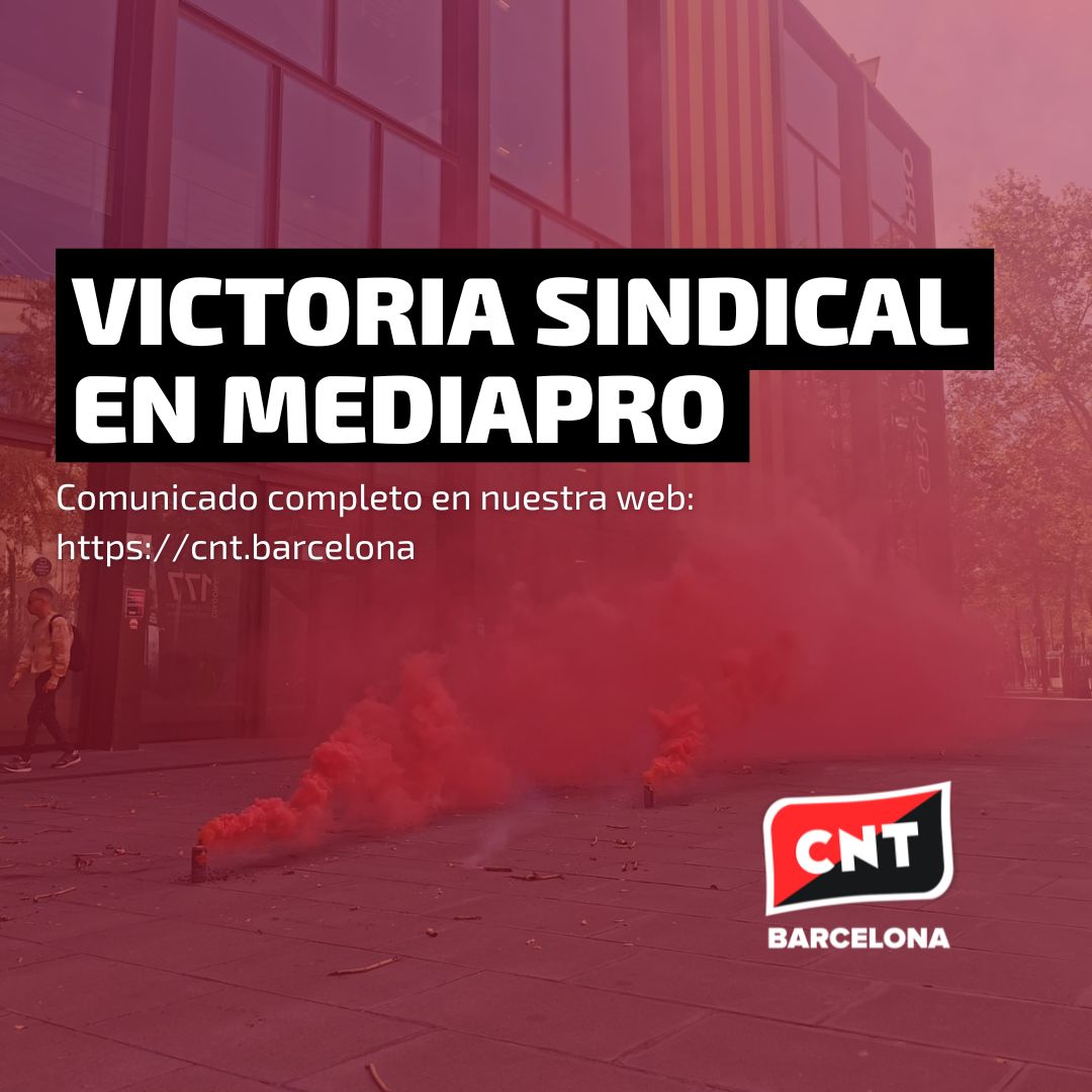 VICTORIA SINDICAL EN MEDIAPRO #LaLiga ️

La sección de #CNT en Mediapro desconvoca la huelga tras la firma de un acuerdo en el SIMA. 

El acuerdo da cobertura y garantías a la plantilla afectada por el traspaso del servicio a la empresa HBS-NVP. 👇

cnt.barcelona/huelga-mediapr…