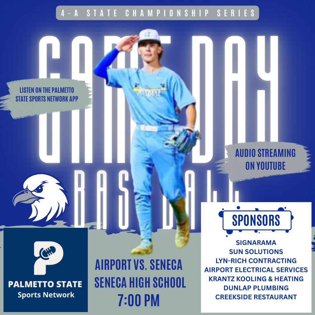 The 4A State Championship Baseball Series starts tonight as the Eagles travel to Seneca! You can listen to it on our Youtube channel (Seneca owns their Home Video rights) here is the link youtube.com/@pssntv and can listen to the live broadcast on  network1sports.com/station/pssn2 or