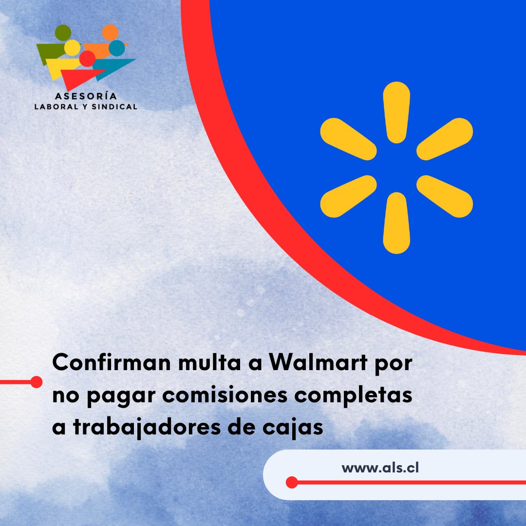 🚨 ¡JUSTICIA LABORAL! Tribunal de Quilpué confirma multa a Walmart por no pagar comisiones completas a trabajadores de cajas
📌 ¿Qué pasó?
Se incumplió el pago del 1% de comisiones acordadas en el contrato colectivo 
🔗als.cl/2025/05/23/tri…