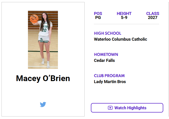 Check out Macy O'Brien's (<a href="/Macey_OBrien20/">Macey O'Brien</a>) 𝙈𝘼𝙓𝙍𝙀𝘾𝙍𝙐𝙄𝙏 𝙋𝙇𝘼𝙔𝙀𝙍 𝙋𝙍𝙊𝙁𝙄𝙇𝙀! ⤵️
jrallstar.com/maxrecruit/max…

Start building your profile now at jrallstar.com/maxrecruit!