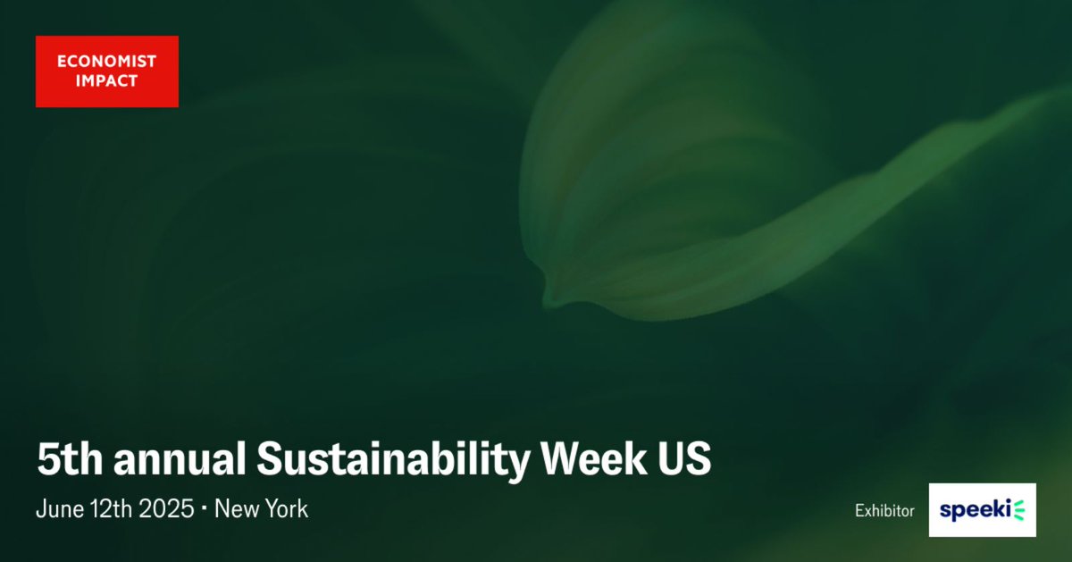 Are you heading to Sustainability Week US in New York on June 12th? Visit our booth and talk #ESG with us. Save 25% on your ticket with code SPEEKI/C25: eventsregistration.economist.com/event/7defeb67…
See you there! #EconSustainability