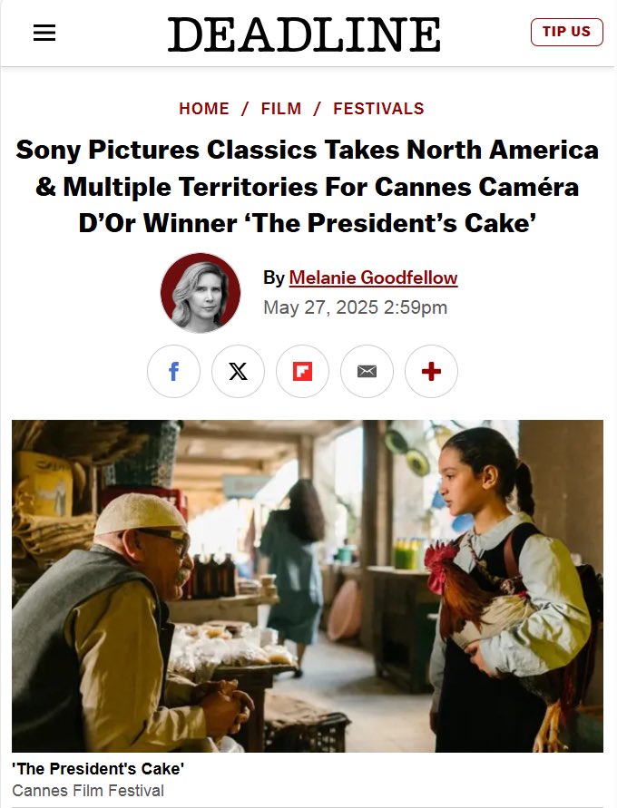 Sony Pictures Classics acquires Cannes Caméra D'Or Winner THE PRESIDENT’S CAKE by Hasan Hadi