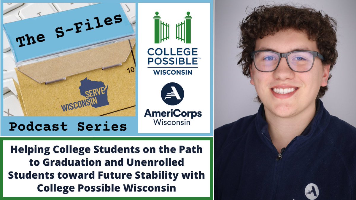 Serve Wisconsin (@servewisconsin) on Twitter photo Looking for positive story on how <a href="/AmeriCorps/">AmeriCorps</a> service can make a difference for students & provide experience for future career?
Check out latest The S-Files episode exploring service of <a href="/CollPossibleWI/">College Possible Wisconsin</a> AmeriCorps member Connor Grossnickle.
EPISODE: servewisconsin.transistor.fm/episodes/helpi… Looking for positive story on how <a href="/AmeriCorps/">AmeriCorps</a> service can make a difference for students & provide experience for future career?
Check out latest The S-Files episode exploring service of <a href="/CollPossibleWI/">College Possible Wisconsin</a> AmeriCorps member Connor Grossnickle.
EPISODE: servewisconsin.transistor.fm/episodes/helpi…