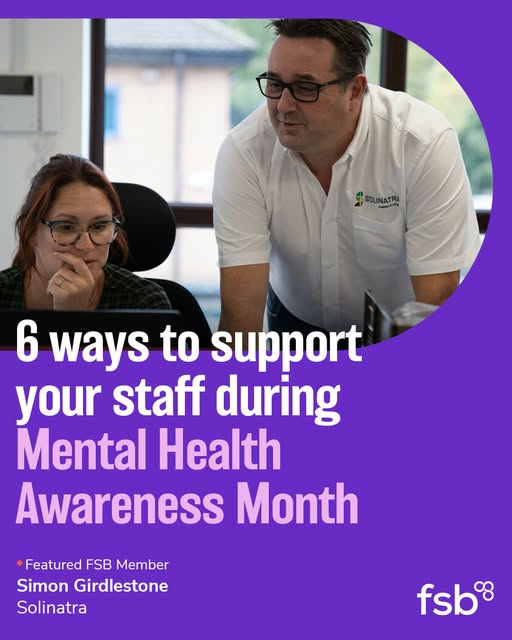 Good mental health isn’t just a personal issue. It’s a business issue too. 

Check out our article to discover 6 simple, practical ways that you can support your staff as a responsible business🔗 go.fsb.org.uk/SupportingYour…

#MHAM2025 #MentalHealthAwarenessMonth