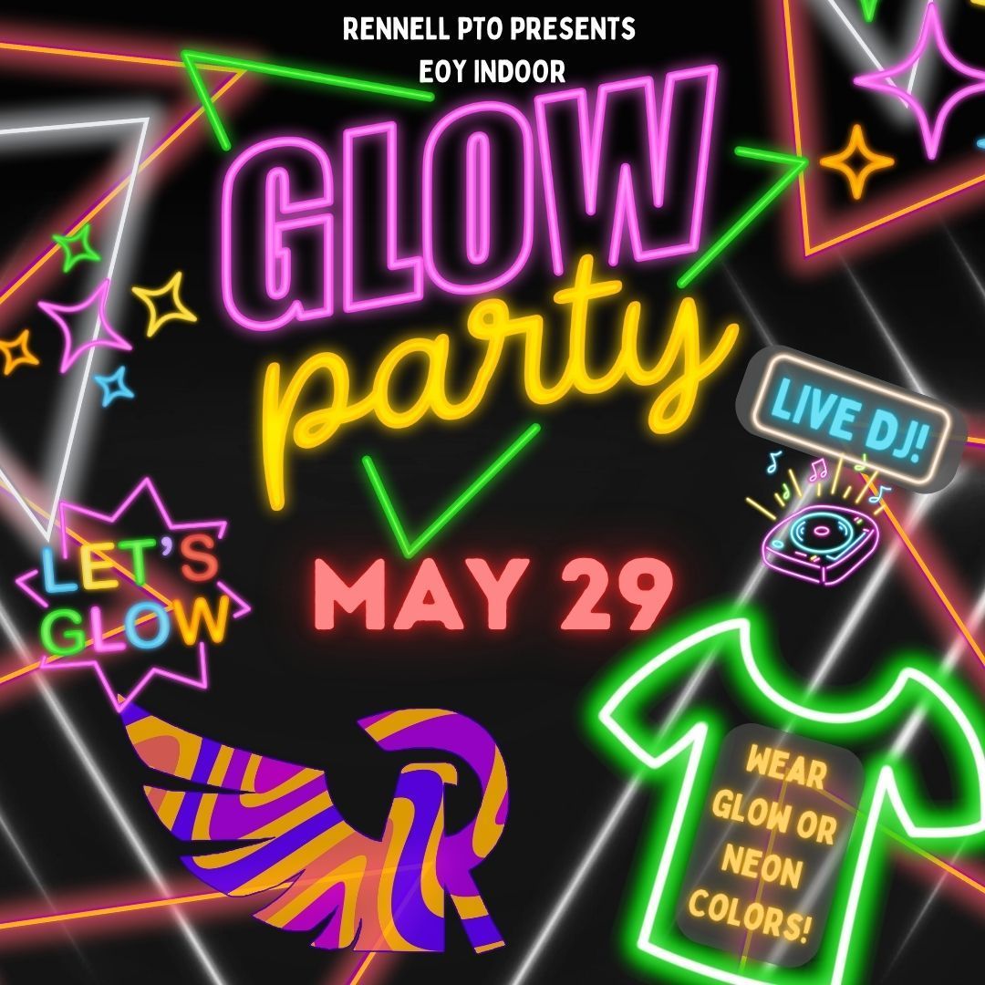 Tomorrow is our EOY Glow Dance Party! We are so excited for all of the awesome activities we have planned and to finish out the 2024-25 school year GLOWING! #WeAreRennell