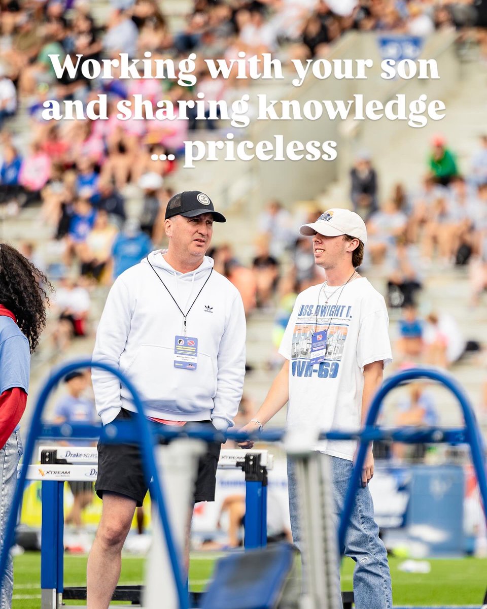 Nelley13's tweet photo. Another cool father-son moment last week at state track. We were doing our own things with our own organizations, but I was dropping some knowledge! #iahstrk @NelsonTalan https://t.co/3TWjFgocau