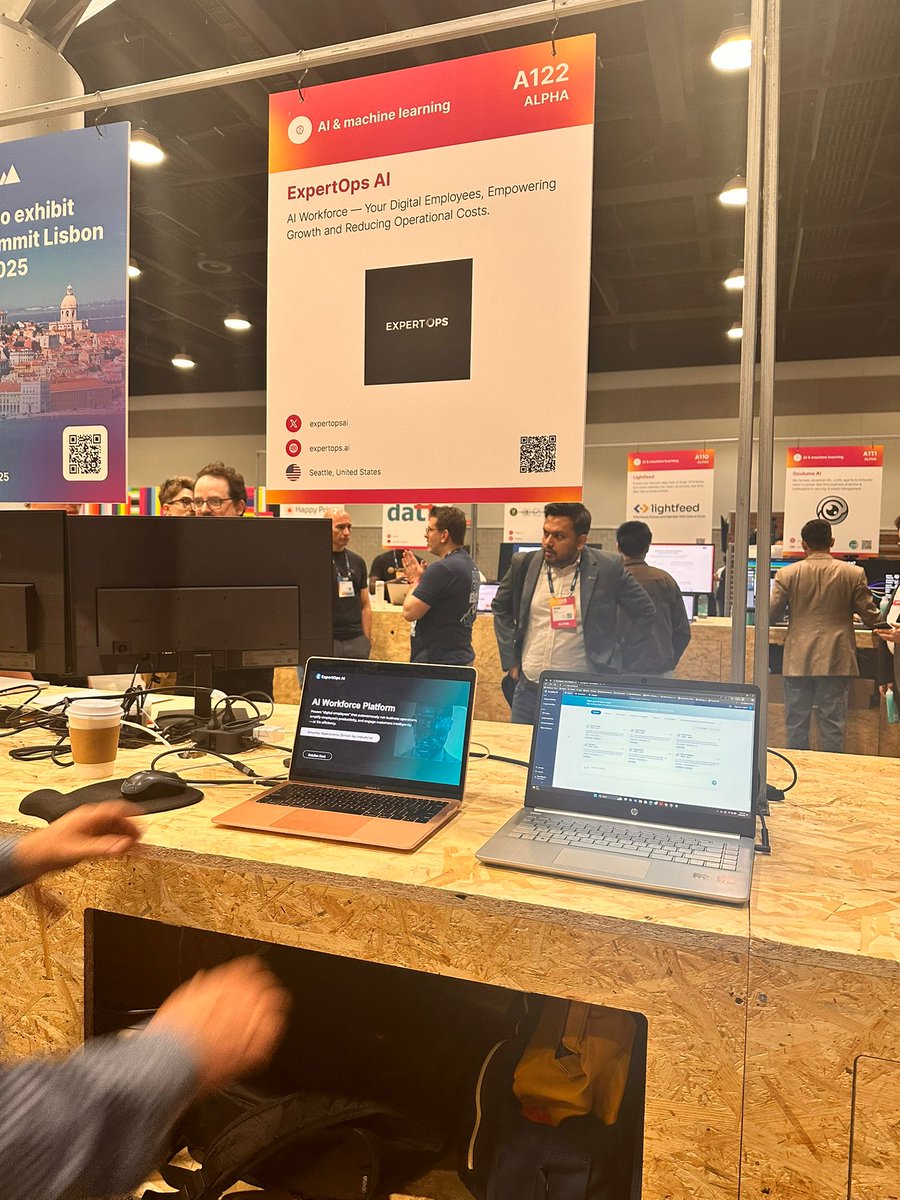 ExpertOpsAI's tweet image. Come visit @ExpertOpsAI at Booth #A122 at #WebSummit Vancouver!

We’re showcasing our AI Workforce Platform helping businesses redesign operations to work seamlessly with both human and digital employees.

#AI #WebSummit2025 #FutureOfWork #ExpertOpsAI #Startups