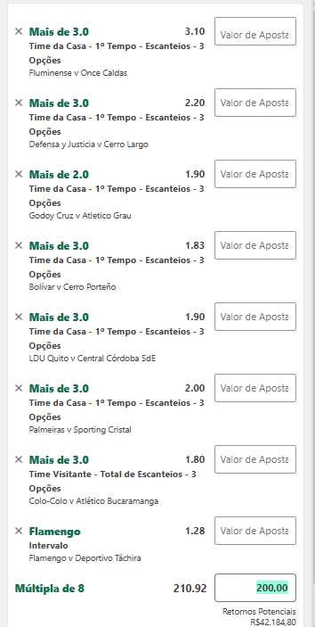 🔥⚽️Vamos de um Bingo ODDS 210 par Sul-Americana e Libertadores!

Se você está cmg, solta like!❤️

Jogue com responsabilidade. +18.