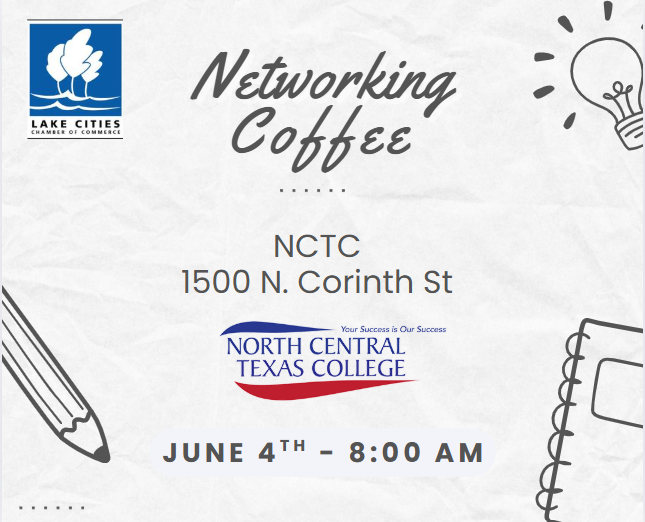 LakeCchamber's tweet photo. North Central Texas College will host next week's networking coffee.

#lakecitiescamber #networking #nctc https://t.co/laLkbseDHR