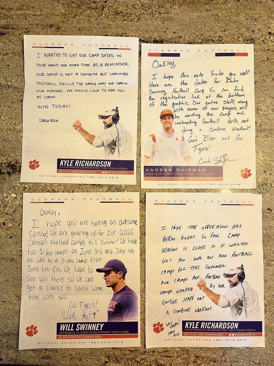 Oakley Keegan (@oakley_keegan) on Twitter photo Thank you <a href="/andrewshipman6/">Andrew Shipman</a>, <a href="/coachkr10/">Kyle Richardson</a> and coach Will Swinney
<a href="/ClemsonFB/">Clemson Football</a> for reaching out and inviting me to camp! I can’t wait to compete! <a href="/lpoolfootball/">Liverpool Football</a> <a href="/CoachSindoni/">Joe Sindoni</a> Thank you <a href="/andrewshipman6/">Andrew Shipman</a>, <a href="/coachkr10/">Kyle Richardson</a> and coach Will Swinney
<a href="/ClemsonFB/">Clemson Football</a> for reaching out and inviting me to camp! I can’t wait to compete! <a href="/lpoolfootball/">Liverpool Football</a> <a href="/CoachSindoni/">Joe Sindoni</a>