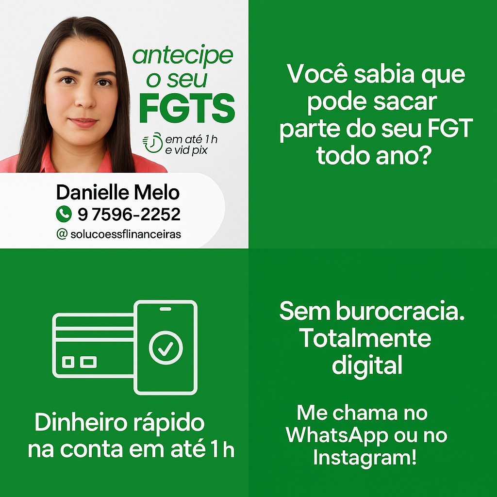 Daanimel's tweet photo. - Antecipação de FGTS
- Empréstimo Bolsa Familia
- Emprestimo na Conta de Luz
- Empréstimo CLT
Me chame no WhatsApp, simulação gratuita! https://t.co/EFoCejTSMi