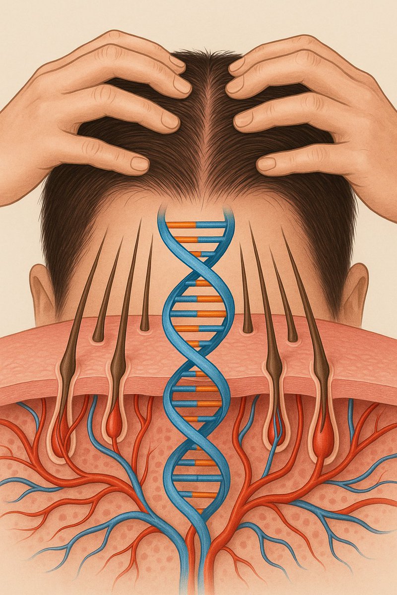 DNAFlare's tweet photo. One Habit for Better Hair - Rooted in Genetics

Want stronger, fuller hair?
Don’t just reach for products - start with your scalp circulation.

Daily scalp massage boosts blood flow, enhancing delivery of oxygen and nutrients to follicles -especially beneficial if you carry variants in VEGFA or EDAR genes linked to hair thinning.

Feed your roots. Literally.

#DNAFlare #HairGenetics #Epigenetics #HairHealth #ScalpCare