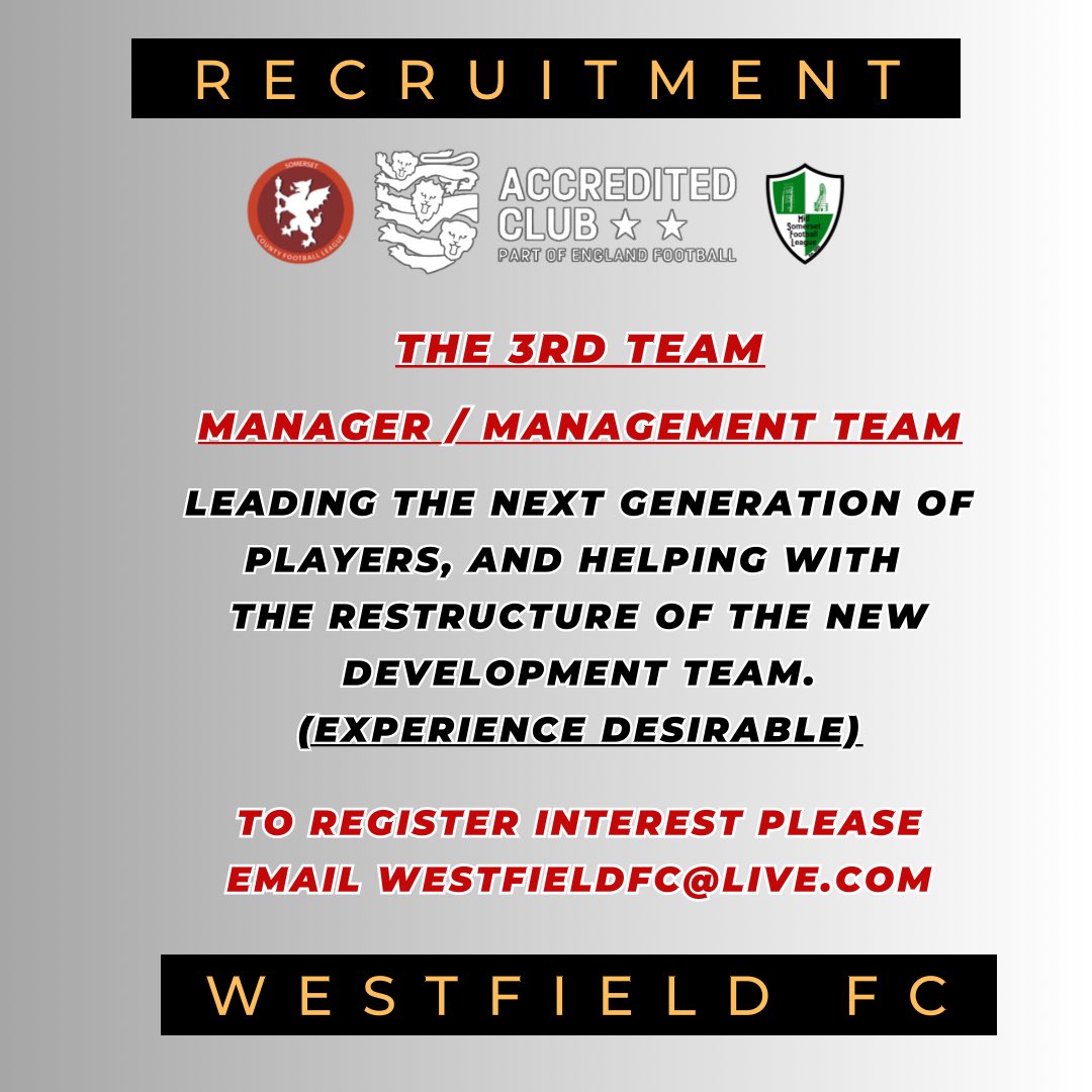 πππππππππΏ ππΎ (@westfieldfc) on Twitter photo π΄ πππΎππππππππ πΌπ πππππππππΏ ππΎ β«οΈ
β½οΈ ππππππππ πΌππππππΌππ ππΌππΌπππ
ποΈ πππππΏ πππΌπ ππΌππΌπππ / ππΌππΌππππππ πππΌπ
π§ Get in touch at westfieldfc@live.com to find out more or to apply. π΄ πππΎππππππππ πΌπ πππππππππΏ ππΎ β«οΈ
β½οΈ ππππππππ πΌππππππΌππ ππΌππΌπππ
ποΈ πππππΏ πππΌπ ππΌππΌπππ / ππΌππΌππππππ πππΌπ
π§ Get in touch at westfieldfc@live.com to find out more or to apply.