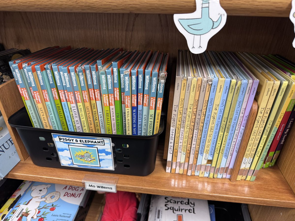 You know it’s the end of the school year when your <a href="/MoWillems/">Mo Willems</a> section is full! I’m lucky if there’s ever ONE SINGLE book available. Now they barely fit on the shelf. 🥰
