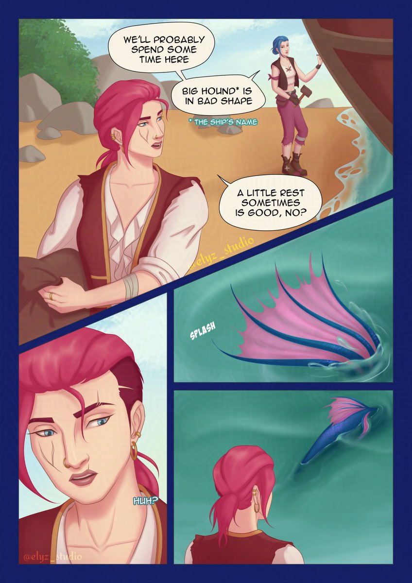 elyz_studio's tweet image. How they met ๐งโโ๏ธ
Part 1
Sorry for the wait but I hope you'll stick around for my Pirate x Mermaid #Caitvi story to unfold ๐ซถ
#arcane #arcanefanart #piltoversfinest #mermay #mermaid #comic #sapphic #lesbian #wlw