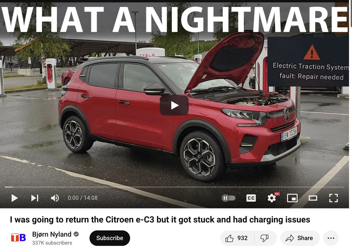 Citroen e-C3 je taková specifická anomálie v mém vesmíru. To auto považuju za neskutečný bazmek, ale všude vychází nadšené placené články a abnormálně pozitivní videa (jak to u carwow). Potěšil mě Bjørn, že to vidí stejně jak já... řekl, že nic horšího v životě netestoval,