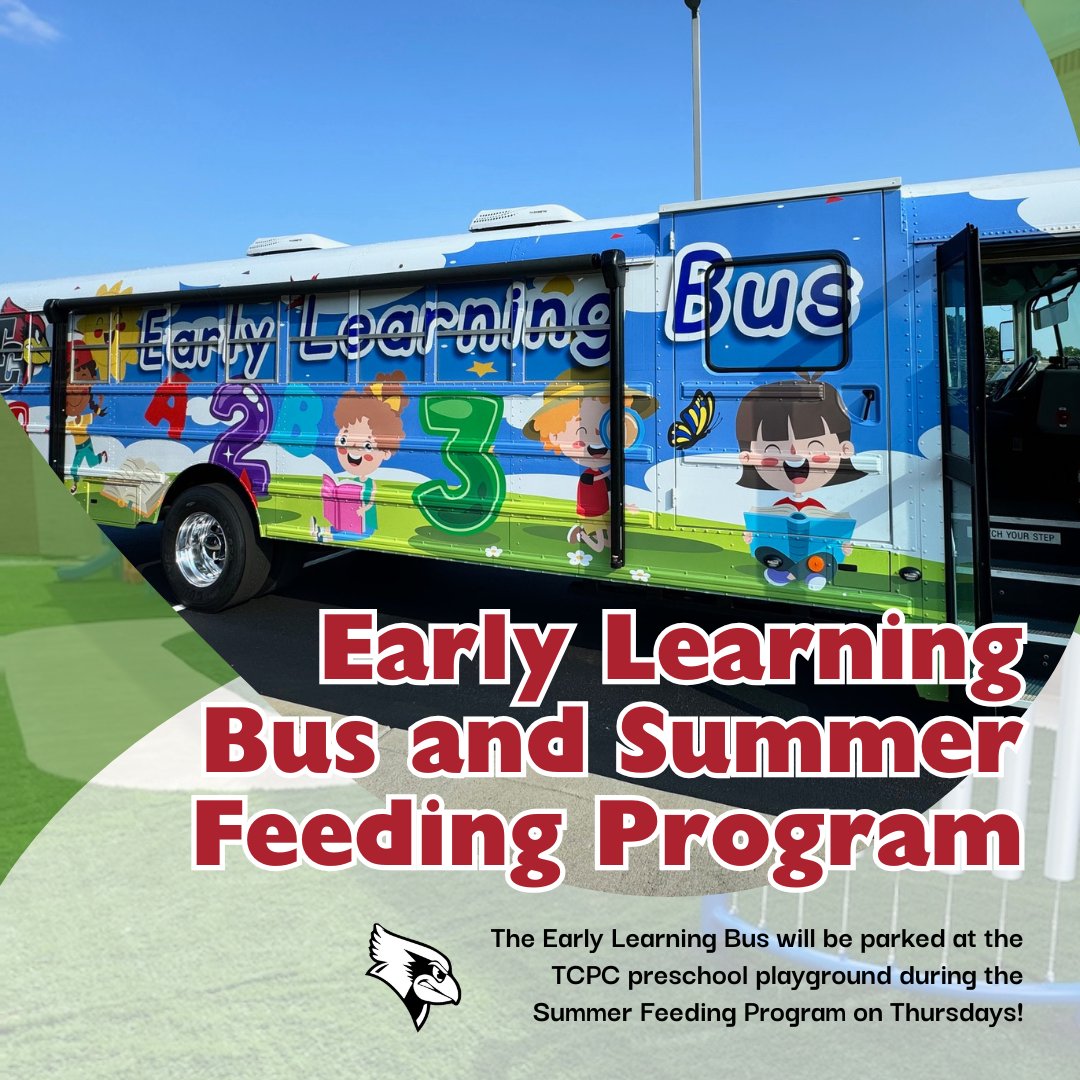 TC_Schools_KY's tweet image. 𝐑𝐄𝐌𝐈𝐍𝐃𝐄𝐑: The Early Learning Bus will be set up tomorrow, May 29, from 10:00 AM - 12:00 PM, at the TCPC preschool playground during our Summer Feeding Program! 

#tcpride #tccares #EarlyLearningBus