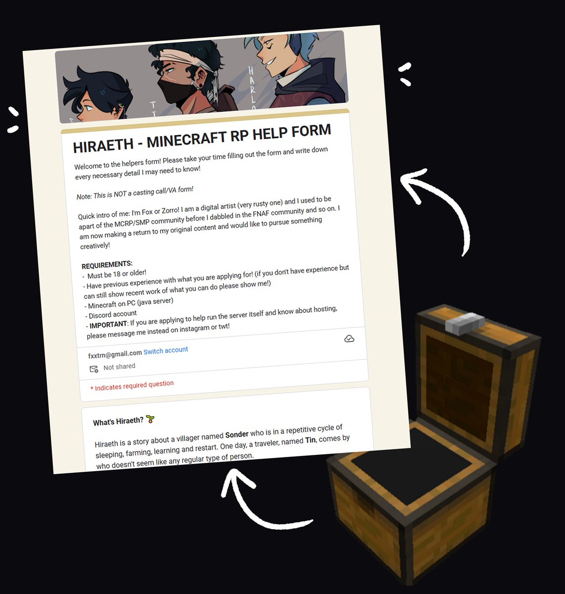 🌱Our applications are still open! We are looking for more skin artists, 3D modelers, extras, and etc!

Available roles will be shown on the doc!  #minecraftroleplay #minecraft #mctv