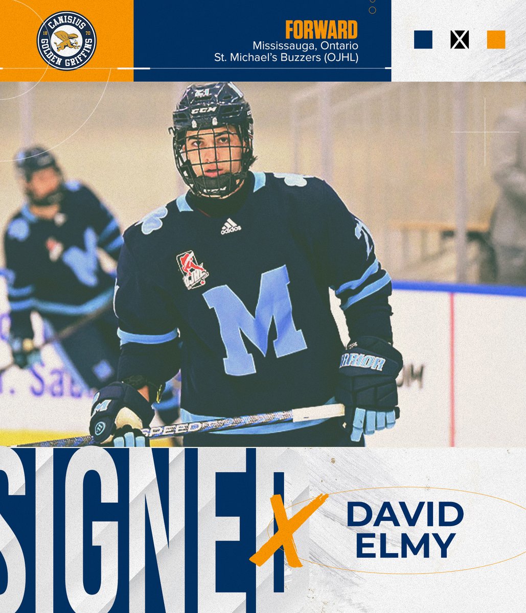 Canisius Hockey (@griffshockey) on Twitter photo Adding to our forward depth with the signing of incoming freshman David Elmy, who makes his way to Buffalo after leading the OJHL's <a href="/stmbuzzers/">St Michael's Buzzers</a> in scoring each of the past two seasons!
#Griffs Adding to our forward depth with the signing of incoming freshman David Elmy, who makes his way to Buffalo after leading the OJHL's <a href="/stmbuzzers/">St Michael's Buzzers</a> in scoring each of the past two seasons!
#Griffs