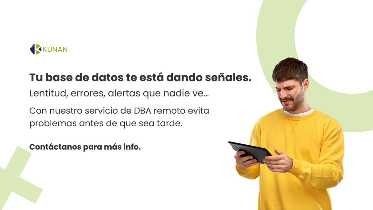 📉 ¿Consultas lentas? ¿Errores que aparecen y desaparecen?
Tu base de datos te está avisando que algo no anda bien.

Con nuestro servicio de DBA remoto, identificamos y resolvemos problemas. 

Contáctanos para más información acortar.link/oWLwlt