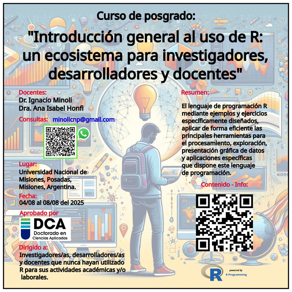 i_minoli's tweet photo. 🚨📊 ¡Capacitate en R y optimizá tu trabajo!
🧠 Curso de posgrado: Introducción General al Uso de R
📍 UNaM - Posadas, Misiones
📅 Del 4 al 8 de agosto 2025
📝 Preinscripción - 1 al 15 de Junio 🔗 https://t.co/wngReDss76
#R #Quarto #Rstudio @un_misiones @unneargentina @UTN_FRRE https://t.co/Q0JcroKVx7
