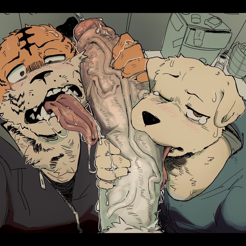 buffgoshi's tweet image. tfw your cock is too big it needs two people to clean it 😔