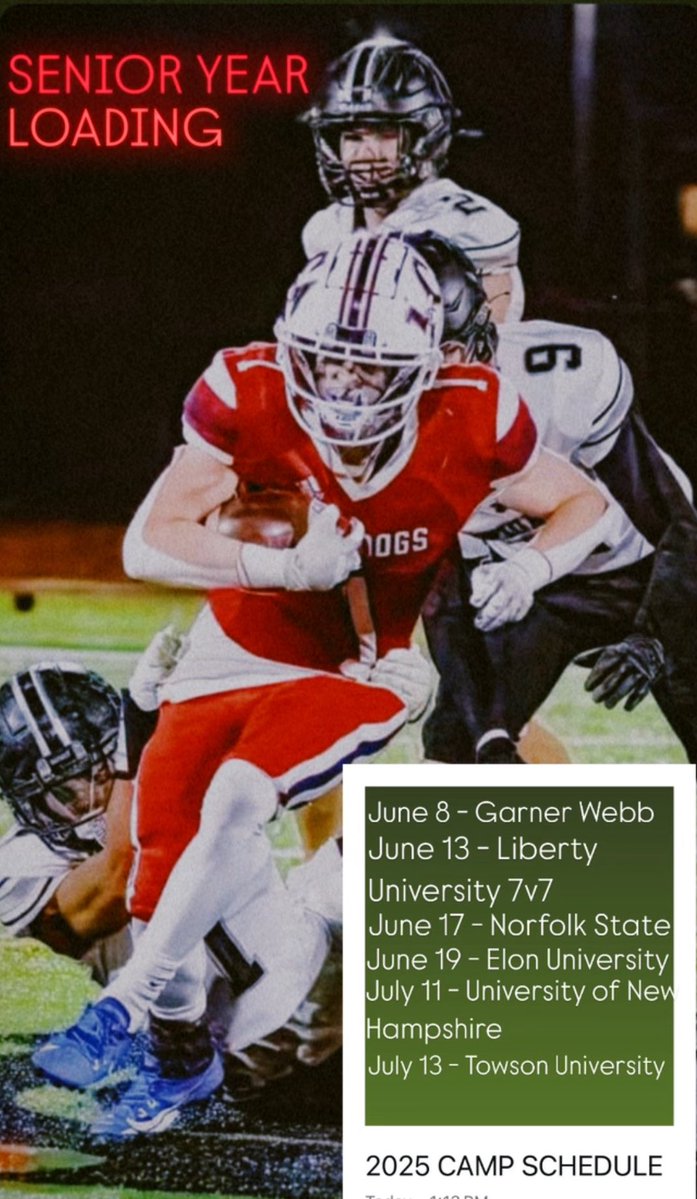 Jayden cowart (@cowart_jayden) on Twitter photo 2026 Safety/Running Back Jayden Cowart 2025 Camp Schedule! <a href="/LCABulldogsFB/">LCA Football</a> <a href="/mfarrellsports/">Mike Farrell</a> <a href="/PrepRedzoneVA/">Prep Redzone Virginia</a> <a href="/VaPrepsRivals/">Virginia Preps</a> <a href="/PlayBookAthlete/">PLAYBOOK ATHLETE</a> <a href="/PrepRedzone/">Prep Redzone 🏈</a> <a href="/Rivals/">Rivals</a> <a href="/On3Recruits/">On3 Recruits</a> <a href="/247recruiting/">247Sports Recruiting</a> <a href="/GWUFootball/">Gardner-Webb Football</a> <a href="/LibertyFootball/">Liberty Football</a> <a href="/NorfolkStateFB/">Norfolk State Football 🔰</a> <a href="/ElonFootball/">Elon Football</a> <a href="/UNH_Football/">New Hampshire Football</a> <a href="/Towson_FB/">Towson Football</a> 2026 Safety/Running Back Jayden Cowart 2025 Camp Schedule! <a href="/LCABulldogsFB/">LCA Football</a> <a href="/mfarrellsports/">Mike Farrell</a> <a href="/PrepRedzoneVA/">Prep Redzone Virginia</a> <a href="/VaPrepsRivals/">Virginia Preps</a> <a href="/PlayBookAthlete/">PLAYBOOK ATHLETE</a> <a href="/PrepRedzone/">Prep Redzone 🏈</a> <a href="/Rivals/">Rivals</a> <a href="/On3Recruits/">On3 Recruits</a> <a href="/247recruiting/">247Sports Recruiting</a> <a href="/GWUFootball/">Gardner-Webb Football</a> <a href="/LibertyFootball/">Liberty Football</a> <a href="/NorfolkStateFB/">Norfolk State Football 🔰</a> <a href="/ElonFootball/">Elon Football</a> <a href="/UNH_Football/">New Hampshire Football</a> <a href="/Towson_FB/">Towson Football</a>