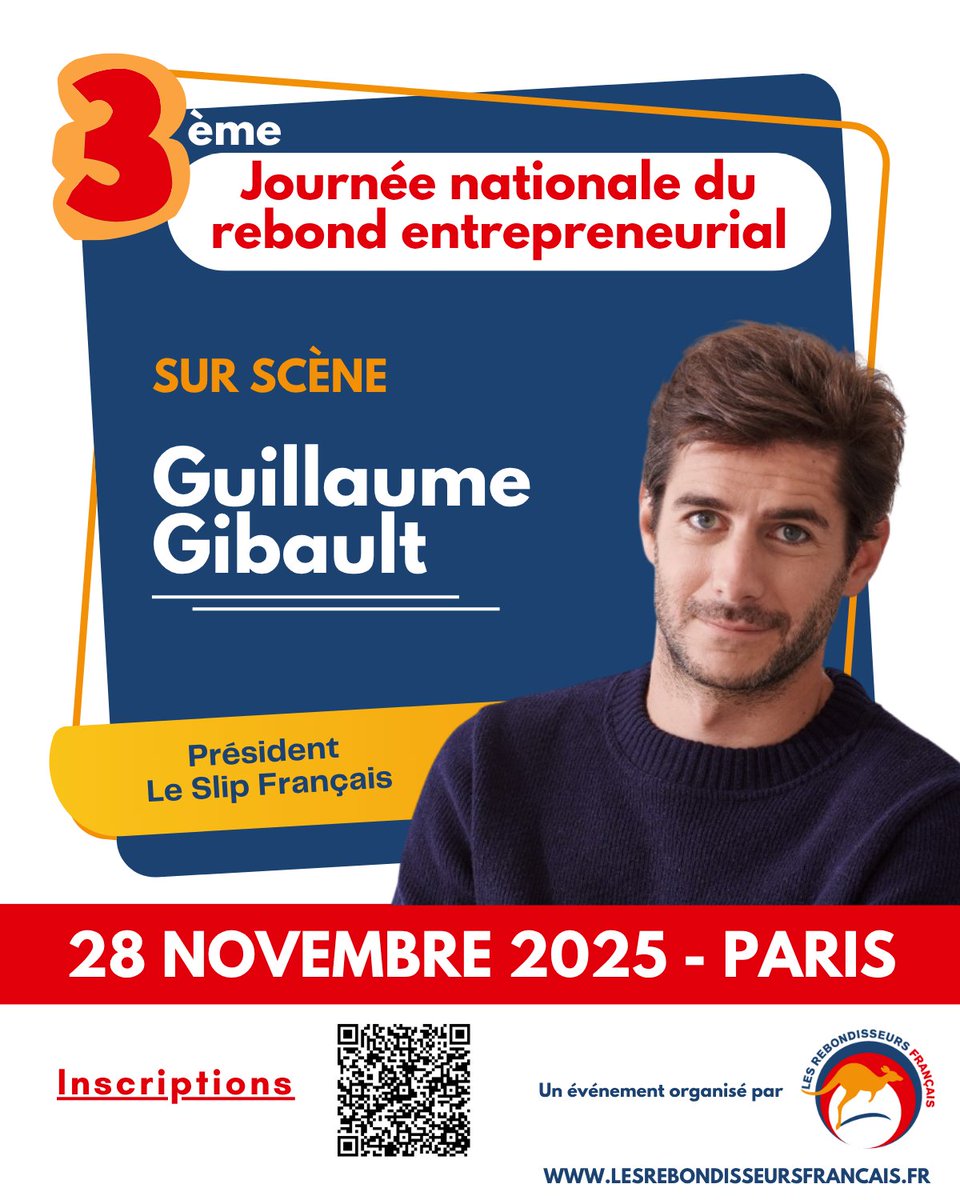 RebondisseursFR's tweet photo. 📣 #Annonce
Guillaume Gibault (@LeSlipFrancais ) sera sur scène à la #JNRE2025.
💡 #MadeinFrance, stratégie, imprévus : il racontera comment il a su tenir le cap.
🎟 Votre place ici ➡️https://t.co/Csbop9PryQ
@fabdevelay @AnneBaron82 @francislelong @_NicolasMohr @CHRISTINESOTO12 https://t.co/aLYYwIlNfx