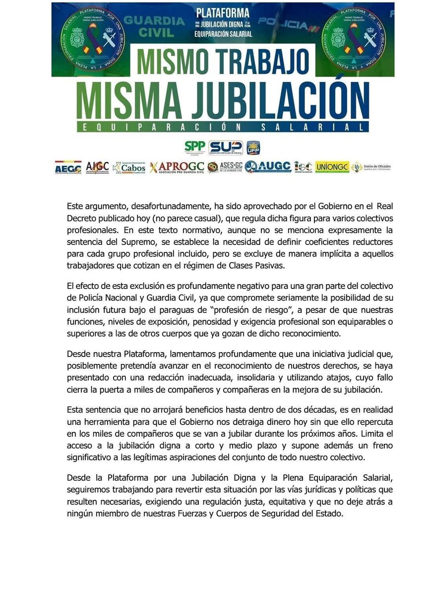 🚨COMUNICADO URGENTE 
Plataforma jubilación digna y la Plena equiparación salarial 
#ProfesionDeRiesgoYa 
#EquiparacionYa
