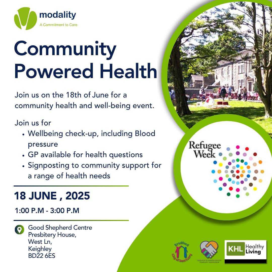 Modality AWC (@awcmodality) on Twitter photo Join us for a health check up or find out about activities that can help you lead a healthier life! <a href="/KHL_Keighley/">Keighley Healthy Living</a> <a href="/ActAsOneBDC/">Bradford District Craven Health & Care Partnership</a> <a href="/RefugeeWeek/">Refugee Week 🧡</a> <a href="/WYpartnership/">West Yorkshire Health and Care Partnership</a> Join us for a health check up or find out about activities that can help you lead a healthier life! <a href="/KHL_Keighley/">Keighley Healthy Living</a> <a href="/ActAsOneBDC/">Bradford District Craven Health & Care Partnership</a> <a href="/RefugeeWeek/">Refugee Week 🧡</a> <a href="/WYpartnership/">West Yorkshire Health and Care Partnership</a>