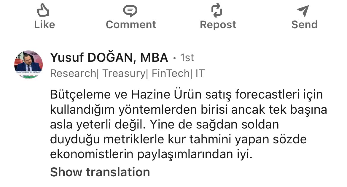 Türkçe cümlede tahmin yerine “forecast” kullanınca daha havalı olduğunu düşünüyor muhtemelen.
