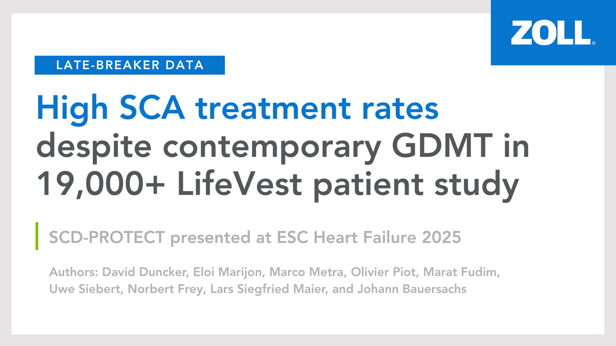 📢 ICYMI: LifeVest patient study SCD-PROTECT showed high SCA treatment rates despite use of contemporary GDMT.

📰 Learn more: zollcms.com/4332l44