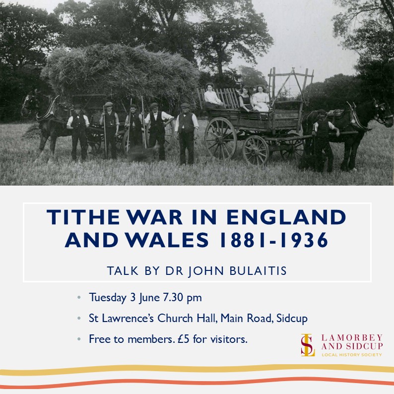 At our next Lamorbey and Sidcup Local History Society meeting on 3 June we are going to hear about a rural revolt! Dr John Bulaitis will give a talk on ‘The Tithe War in England and Wales 1881-1936’. Visitors are very welcome to come along. #History #AgLabs