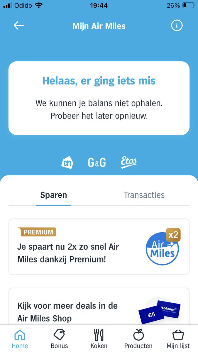 unn4medone's tweet photo. @albertheijn hoezo kan ik mijn airmiles nu al dagen niet inzien? Tevens op https://t.co/mUVpvw9HUq staat nu ook niks bijgeschreven :/ https://t.co/Q8efVux3Jb